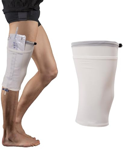 Katheter-Beinbeutelhalter, Katheter-Ärmel, Urin-Beinbeutel, Harninkontinenz Katheter Zubehör Verstellbar mit Praktischer Tasche (Weiß, M)