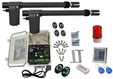 Elektrisk grindöppnare-kit, AC-motor 400 kg dubbelarmad elektrisk automatisk svängdörr Motor dörröppnare Fotoelektriskt rörljus Tangentbord(Kit 1)