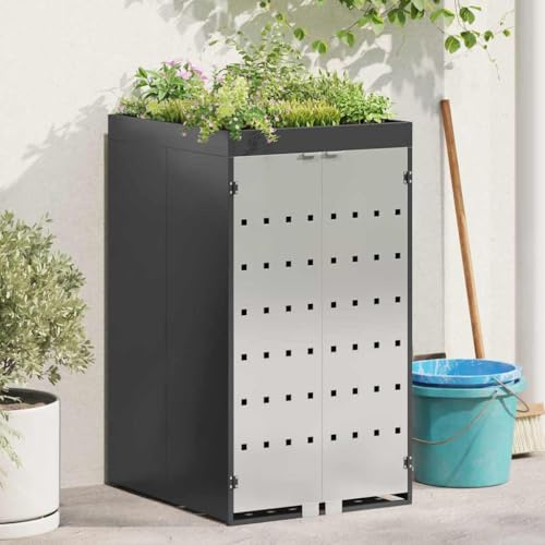 Générique Stockage de Poubelle à roulettes avec Toit de Jardinière pour Poubelle de 240L,Produits ménagers,Accessoires pour conteneurs à déchets,Cache-conteneurs à déchets,Anthracite,27.3 KG,42018687