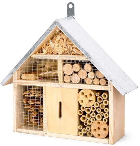 Thrink Insect House for Outdoor Garden, Wooden Bug Hotel for Bees, Butterflies, Ladybirds and Lacewings, Hanging Garden Wildlife Nesting Habitat Shelter