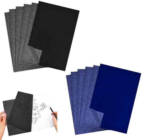 100 Fogli Carta per Trasferimento A4 Carbone Blu e Nera Carta Trasferimento Motivi per Legno Tela Ceramica Copiativa per Disegno Ricalco Disegni 21 x 29,7 cm