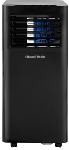 Russell Hobbs Portable 3-in-1 Air Conditioner 7000 BTU, Dehumidifier & Air Cooler with 3 Speeds, Fan Oscillation, 0.45L Water Tank Touch Control, LED Display & Remote Control, WiFi Enabled RHPAC3002B