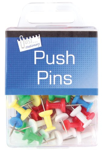 Just Stationery Hanging Box Push Pin (Pack of 50), 9191