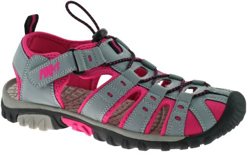 PDQ Womens Lightweight Sports Closed Toe Sandals Girls Sports Sandals Ladies Closed Toe Sandal With Toggle And Touch Fastening Grey/Fuchsia