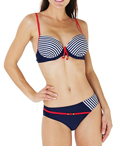 Maillot de Bain Femme 2 pièces Bikini Armature Marin Taille M(38)