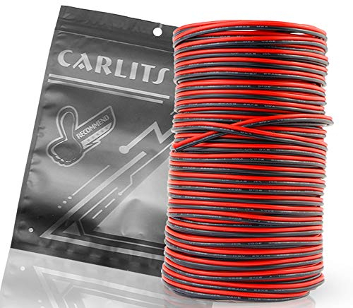 CARLITS Câble D'extension 20 AWG 20m 2x0,5mm² Cuivre Etamé pour Bandes LED Couleur Unique 3528 5050 2835