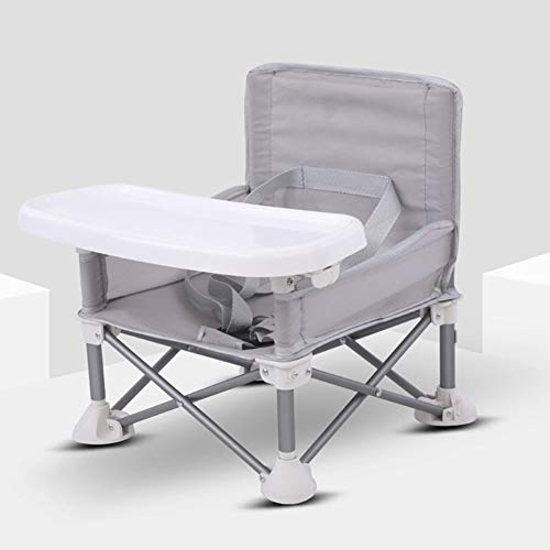 POHOVE Baby Seat Booster High Chair, Portable Space Saving Booster Chair,Portable High Chair Folding Feeding Booster Safety Belt/Food Tray/Travel Bag, Aluminum Alloy Children Dining Chair