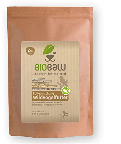 Biobalu Bio Wildvogelfutter 2 kg - Bio Vogelfutter Wildvögel ganzjährig - Streufutter, Winterstreufutter