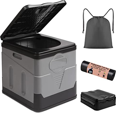 Large Portable Toilet Camping Toilets for Car Indoor Outdoor Commode Foldable Travel Potty for Camping,Tent,Hiking,Boating,Long Road Trips,Traffic jam,Home,Gray