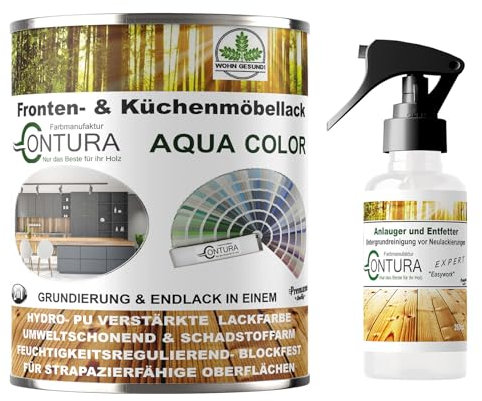 Contura 750ml. Küchenmöbellack nach RAL Möbellack SET mit Anlauger Möbelfarbe Holzlack Buntlack Küchenlack (RAL 4009 Pastellviolett)
