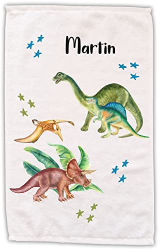 Kilala Kinderhandtuch T-Rex Dino mit Name - personalisiertes Handtuch 30x50cm - Gästehandtuch