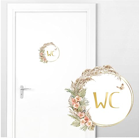 Grandora WC Türaufkleber mit Blumenranke Wandtattoo für Badezimmer Wandsticker Aufkleber Toilette Bad Wandaufkleber Wanddeko DL988