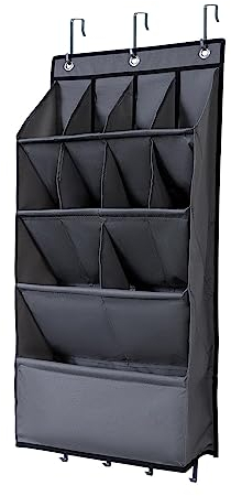 Folpus Schmales Tür-Schuhregal, hängender Schuhhalter im Wohnheim, hängende Aufbewahrungstasche für Schranktür-Aufhänger, Grau 11 Gitter