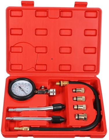 SIXTOL Engine Tester 8 Juego de comprobación de compresión para motores de gasolina, 0 – 20 bar, 8 unidades, medidor de compresión, comprobador de compresión de motor de gasolina, 0-300 psi, medidor