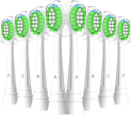 Sulkiwe Testine di Ricambio Compatibili con Philips Sonicare Spazzolino, Testine Spazzolino Elettrico Adatto per Diamond, HealthyWhite, FlexCare, EasyClean, Gum Health e Tanti Altri, 8 pezzi, Bianco.