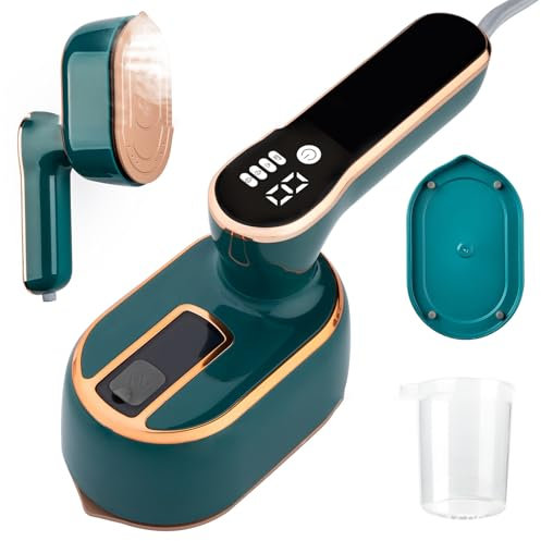 Gaogodot Ferro da Stiro a Vapore Portatile 2 in 1, Verde, 100 ml, 1000 W, 15S, Riscaldamento Rapido, Ferro da Stiro per Viaggi e Ufficio