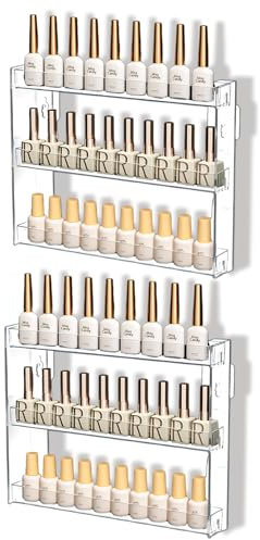 YIEZI 2 Pack Espositore da Parete Trasparente 3 Strati in Acrilico - Porta Smalti per Unghie e Trucchi con Design Moderno, Espositore Occhiali Risparmio Spazio