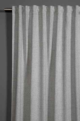 Sehlbach Tenda pronta per l'uso con fettuccia, Effetto lino, Grigio argento, 140 x 245 cm, Coprenti, Traslucide, Combinazioni versatili, Certificato Oeko-Tex, Fissaggio facile