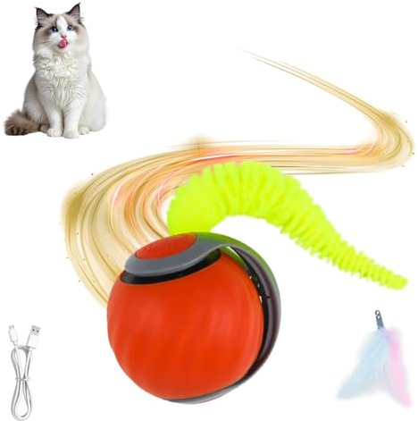 LIAVOP Palla Giocattolo per Gatti Elettrica, 2025 Nuova Palla Magica per Cani, Giocattolo Interattivo per Cani, Palla Giocattolo Interattiva per Gatti con Coda Di Ricambio