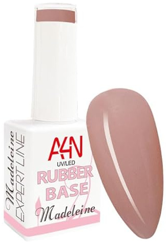 Gel de base UV/LED RubberGel Madeleine con pincel, gel de camuflaje/maquillaje para el fortalecimiento de las uñas naturales