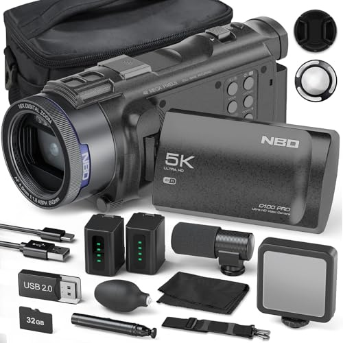 True 5K Video Camera Camcorder 48MP - WiFi, 16X Digital Zoom Autofocus, with 3 270° IPS Screen, 32GB Card, 2 Batteries & Mic, Vlogging Camera for YouTube Travel Recorder NBDDIGITAL (Dark Gray)