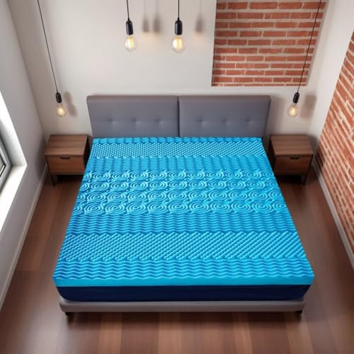 Luxury 7 Zone Memory Foam Mattress Topper King 152cm x 203cm Approx - Egg Crate Orthopedic Matress Topper Bed OEKO-TEX, Soft 4cm Thick for Back Pain