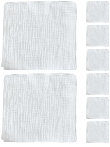 EPIGEIST Pañales de Algodón para Bebés Recién Nacidos, Paños de Muselina 100% Algodón, Tamaño 43x45 Cm, Color Neutro, Pack de 8 Unidades Reutilizables para Cuidado y Lavado Diario