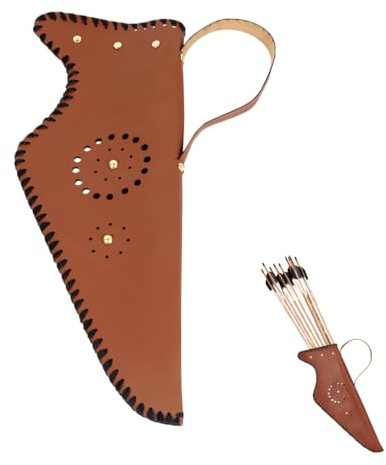 BDKMMS Leather Archery Quiver, Vintage Brown Hip & Back Quiver with Soft Pile Lining for Hunting, Hiking, Training, Only Bag