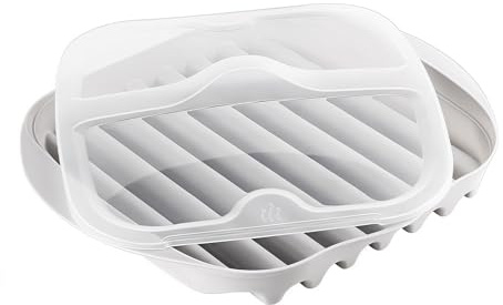 LuminaVerde Accesorio para microondas de Tocino, cocedor de Tocino con Tapa, Bandeja de microondas con Drenaje de Grasa, fácil de Limpiar