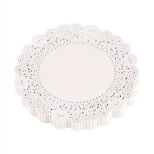 Yosoo 180 Centrini in pizzo in carta cava torta di imballaggio tappetino di carta decorazione compleanno matrimonio 14 cm, 16,5 cm, 19 cm, 21,5 cm, 24,26,5 cm
