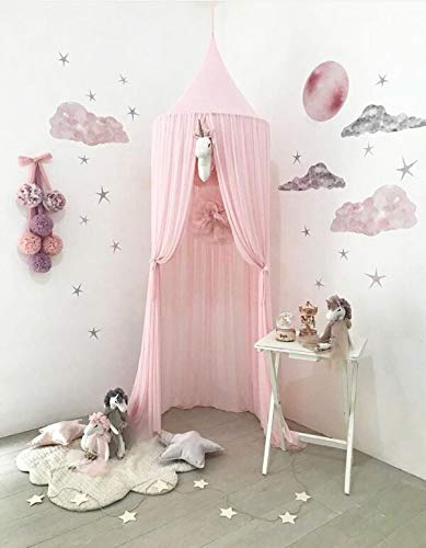 Bed Canopy for Children,Chiffon Princess Mosqutio Net for Bedroom Decoration for Baby (Basic,Pink)