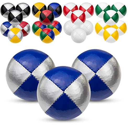 Juggle Dream Ensemble de 3 Balles de Jonglage Professionnelles avec Vidéo d'apprentissage en Ligne Gratuite, Parfaites pour Les Débutants et Les Experts (Argent/Bleu)