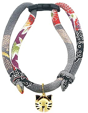 PetSoKoo Cat Collar with Kitty Face Bell. Cute Japan Chirimen Kitten Collar. Soft & Lightweight.