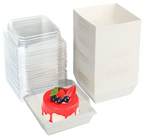 Scatole per Dolci e Torta, Contenitori per Biscotti e Fette di Torta, Adatto per Matrimoni e Feste, Fare Dolci di Natale (Bianco)