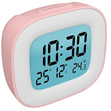 HOMVILLA Alarm Clock, Bedside Alarm Clocks Battery Operated - Digital Clock with Temperature Display, Snooze Function and Backlight for Travel, Bedroom