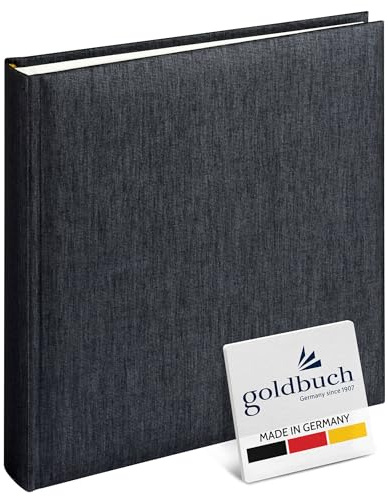 goldbuch 24 660 fotoalbum Summertime antracit, fotoalbum 25 x 25 x 4 cm, fotoalbum 60 vita sidor, fotoalbum bok omslag linne, fotoalbum för upp till 120 bilder, linnealbum svart grå