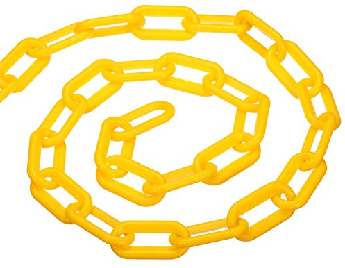 PATIKIL 0.3 Diametro 5Ft Lunghezza Plastica Catena Barriera, Sicurezza Collegamento Catena Supporto per Folla Controllo Vialetto Ascensore Parcheggio, Giallo