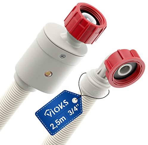 VIOKS Aquastop Zulaufschlauch Spülmaschine Schlauch 3/4 Zoll 2,5m 90°C Gerade/Gewinkelt - Universal Aqua Stop Wasserschläuche für Geschirrspüler/Aqua Stop Wasserschläuche für Geschirrspüler