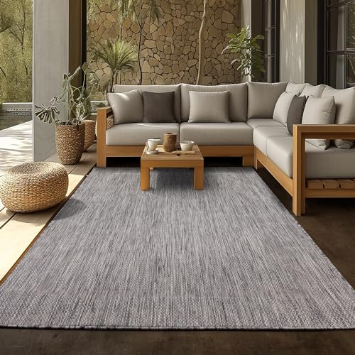 SIMPEX Tapis d'extérieur, Unicolor - Monochrome, Tapis Gris, 240 x 340 cm, Tapis de Style Moderne, Cuisine, Balcon, terrasse, Jardin, Pique-Nique