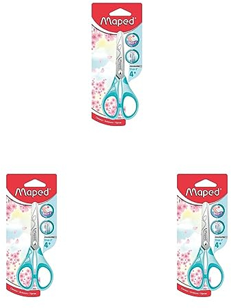 Maped 464411 - Schul- und Bastel-Schere ESSENTIALS SOFT PASTELL 13 cm, abgerundete Klingen - rose, hellblau, flieder sortiert (Packung mit 3)