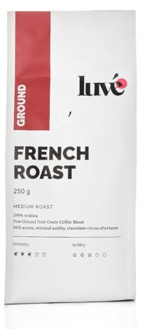 Luve French Roast Ground Coffee 250g – Medium Dark Roast 100% Arabica – Fresh Roasted UK – Smooth Crema Ground Coffee with Smoky Dark Chocolate & Citrus Notes – Ready to Brew