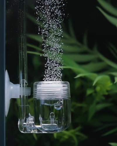 Pawfly CO2 Diffuser for Aquarium Plants, Clear Acrylic CO2 Atomizer Aquarium CO2 Diffuser with Ceramic Disc Bubble Counter and Suction Cup