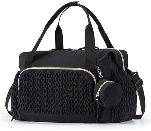 SUYUKU Wickeltasche für Windeln, Multifunktionale Wickeltasche, Große Kapazität, Schultertasche mit Schnuller-Etui für Schwangere und Babys, Wickeltasche für Reisen und Strand, Schwarz , Large