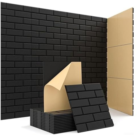 3d Panel Acústico Adhesivo, Paneles De InsonorizacióN DecoracióN, 12 Piezas Fieltro 30 X 30 Cm, Absorción De Sonido Para Estudio Oficina Y Tratamiento AcúStico Efecto Decorativo De Pared (negro)