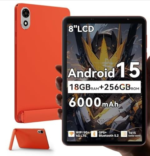 CHANDUELEC ZENO 1 8 Inch Tablet with SIM Card Slot, Android 15 Gaming Cellular Tablet with Detachable Stand, 18GB+256GB, 8 Tablets with Dual SIM 4G LTE & 5G WiFi, 90Hz HD Display, Widevine L1, GPS