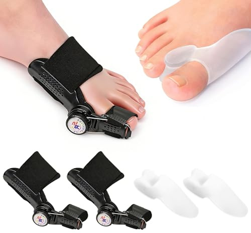 2 Unidades Corrector De Juanetes Set,Botones Ajustables Corrector Dedos Pies,Con 2 Almohadillas De Silicona Separador Dedos Pie,Apto Para Uso Diurno Y Nocturno,Alivia La Presión Sobre Los Juanetes