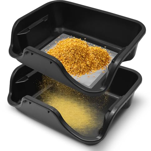 YTACREA Set di 2 Trim Tray con Setaccio Polline 150 Micron, Setaccio da Giardino, Trimming Tray Ergonomica per Setaccio Sabbia,Erbe, Tè e Spezie, Base Antiscivolo, Nero, 40x31x12cm