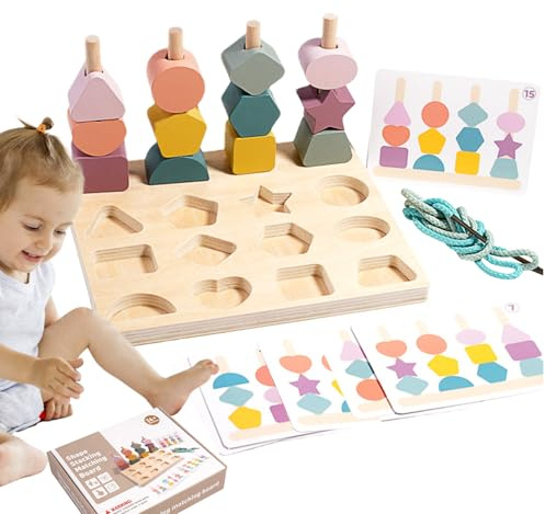 Generico Ordinamento Forme | Perline Da Infilare Giochi Di Apprendimento E Abbinamento | Giocattoli Di Impilamento In Legno | Per Casa Scuola Aula Sala Giochi Festa Bambini 3 Anni Maschi e