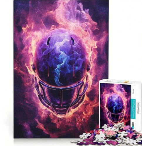 Rompecabezas de 1000 Piezas para Adultos con diseño de Casco de fútbol Americano en Llamas, Juego Familiar, decoración del hogar, Ideal para Decorar el Escritorio 38x52cm