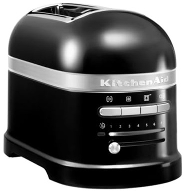 KitchenAid Grille pain pour 2 tranches - Artisan - 7 niveaus de brunnage et fonction décongélation - Vintage design - 2 Large fentes - Toaster avec porte-sandwich - Noir onyx